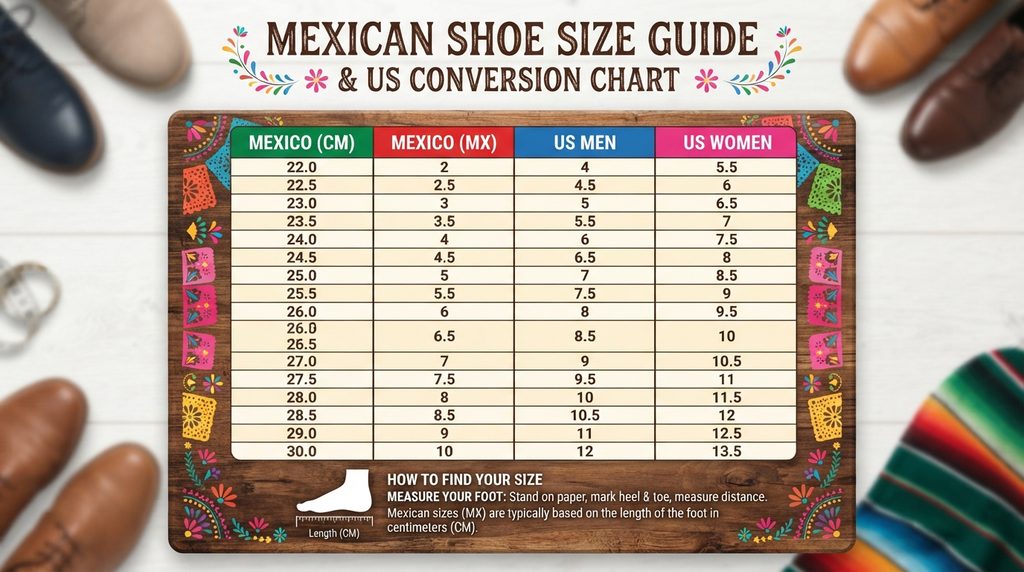 Mexican Shoe Size Guide And Conversion Chart To US Size