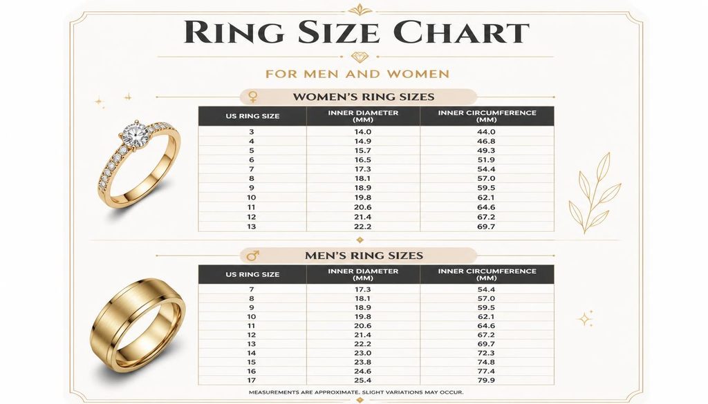 Ring Size Chart For Men And Women