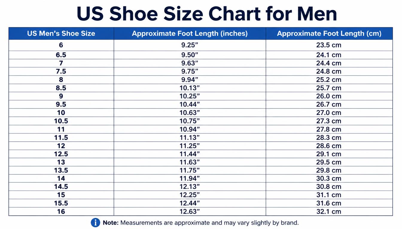 Size Chart for Men
