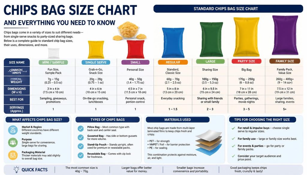 Standard Chips Bag Size Chart And Everything You Need To Know